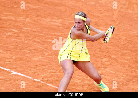 Madrid, Spanien - 29. April 2016: Monica Puig puerto-ricanischer Tennisspieler, Mutua Madrid Open ATP 1000 Masters Series, Madrid, Spanien Stockfoto