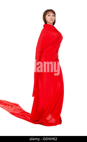 Schöne Frau im roten Kleid Stockfoto