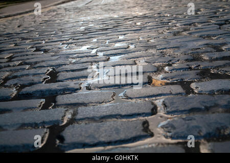 Original gepflasterten Straßen außerhalb der Brauerei Guinness Storehouse in Dublin Irland Stockfoto