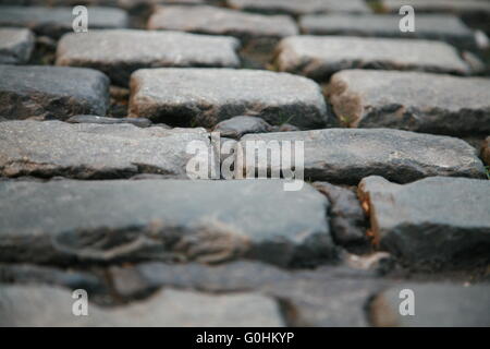 Original gepflasterten Straßen außerhalb der Brauerei Guinness Storehouse in Dublin Irland Stockfoto