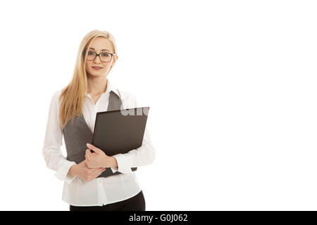 junge erfolgreich Business-Frau isoliert am Pfingstmontag Stockfoto