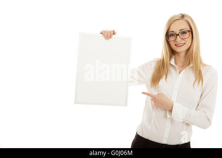 junge erfolgreich Business-Frau isoliert am Pfingstmontag Stockfoto