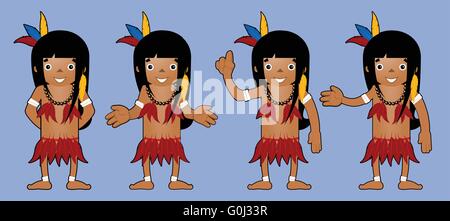 Brasilianische Frauen indische Vector Cartoon Posen Stock Vektor