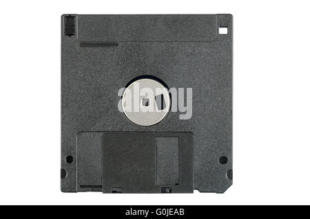 Schwarze Diskette isoliert auf weißem Hintergrund mit Beschneidungspfad Stockfoto