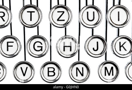 Tasten auf der Schreibmaschine Stockfoto