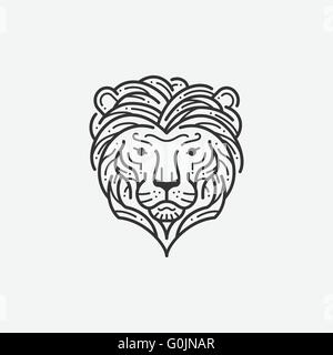 Lion Head Line Illustration Stock Vektor