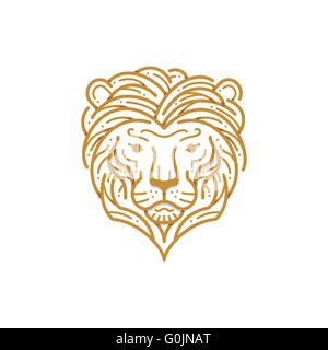 Lion Head Line Illustration Stock Vektor