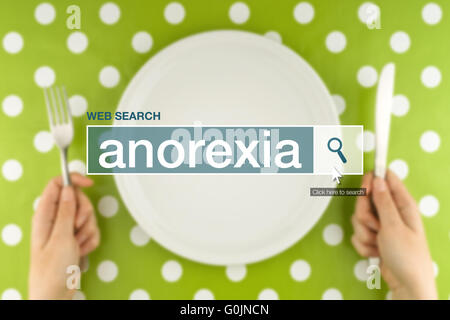 Web Suche Bar Glossarbegriff - Anorexie Definition im Internet Glossar. Stockfoto