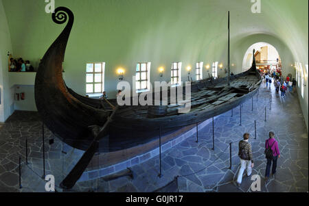 Holzschiff, Wikingerschiff-Museum, Oslo, Norwegen / Vikingskipshuset Stockfoto