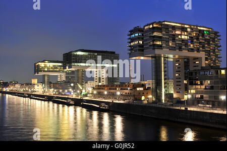 Kranhaus, Kranhauser, südlichen Pier, Rheinauhafen, Köln, Nordrhein-Westfalen, Deutschland / Köln, Kranhaus, Häuser, Kranhäuser Stockfoto