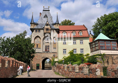 Palast zu überbrücken, zentrale Tor, Albrechtsburg, Altstadt, Meissen, Sachsen, Deutschland Stockfoto