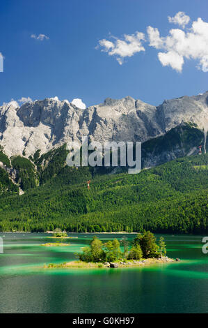 Alpen, Zugspitze und Eibsee See in Bayern Stockfoto