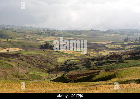 Furamariam Dorf, Debele, Amhara in Äthiopien, Oktober 2013: teilweise erodiert Hänge. Stockfoto