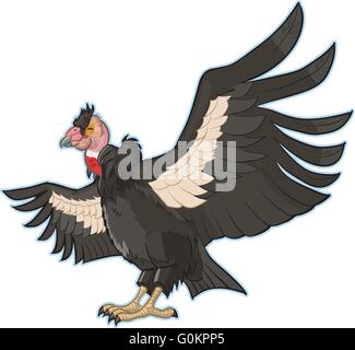 Vector Cartoon ClipArt Illustration der Kalifornien-Kondor mit Spread Wings. Stock Vektor