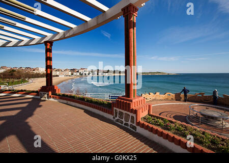 Piquio Garten und Sardinero Strand, Santander, Kantabrischen Meer. Kantabrien, Spanien Europa Stockfoto