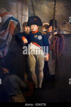 "Napoleon Bonaparte an Bord der Bellerophon in Plymouth Sound" von Sir Charles Lock Eastlake, Öl auf Leinwand, 1815. Bonaparte hatte ergab sich Kapitän Frederick Lewis Maitland von der Bellerophon und nach England transportiert wurde. Stockfoto