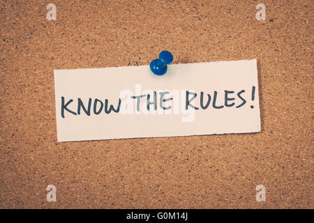 Die Regeln kennen Stockfoto