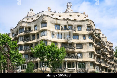 Casa Mila auch bekannt als La Pedrera, Haus vom Architekten Gaudi in Barcelona, Spanien Stockfoto