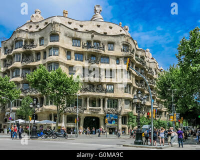 Casa Mila auch bekannt als La Pedrera, Haus vom Architekten Gaudi in Barcelona, Spanien Stockfoto