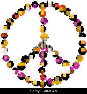 Pazifistische Zeichen bestehend aus bunten Gerbera Blumen auf weiß Stock Vektor