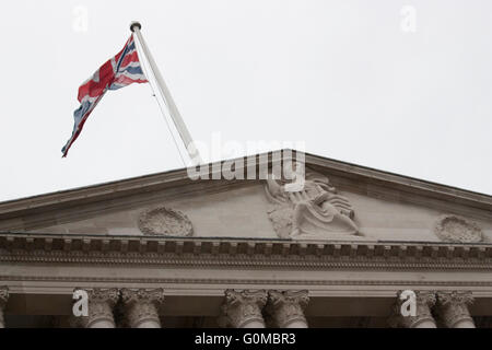 Bank of England Flagge der Union, Union Jack, auf Dach Stockfoto