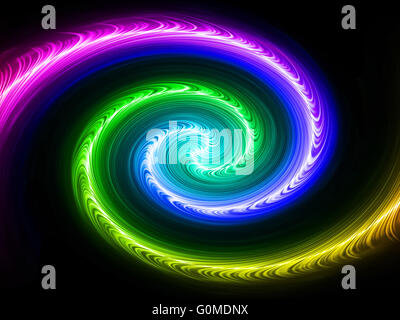 Diffus Rainbow Spin Soundwave mit schwarzem Hintergrund Stockfoto