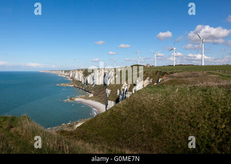 German World War Two Befestigungsanlagen auf den Klippen am Fécamp in der Normandie, Teil von Hitlers Atlantikwall Verteidigung Stockfoto