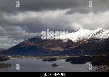 Skiddaw und Derwent Wasser Panorama, betrachtet aus Überraschung Stockfoto