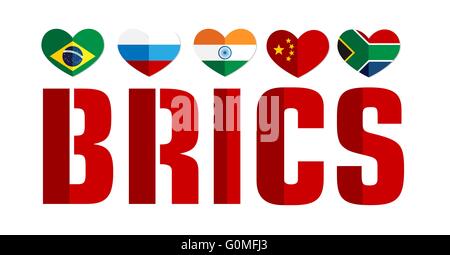 Flagge der BRICS-Staaten Farbe Web-Symbol Stock Vektor