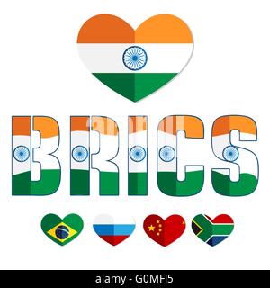 Flagge der BRICS-Staaten Farbe Web-Symbol Stock Vektor