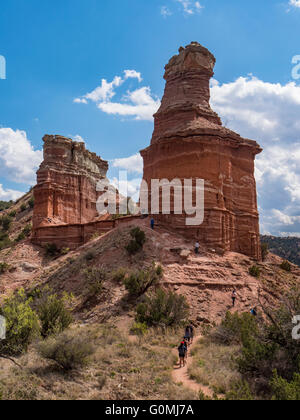 Der Leuchtturm Bildung, Lighthouse Trail, Palo Duro State Park, Texas. Stockfoto