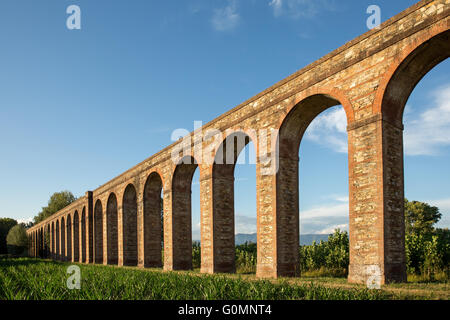 Abschnitt von Nottolini Aquädukt in der Toskana in der Nähe von Lucca, Italien.  Warmen Abendlicht.  Klassische toskanische Texturen und Töne. Stockfoto