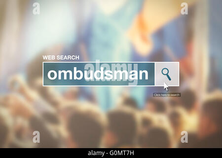 Web Suche Bar Glossarbegriff - Ombudsmann Definition im Internet Glossar. Stockfoto
