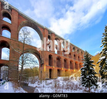 Göltzschtalbrücke Winter - Goltzsch Talbrücke im Winter 01 Stockfoto