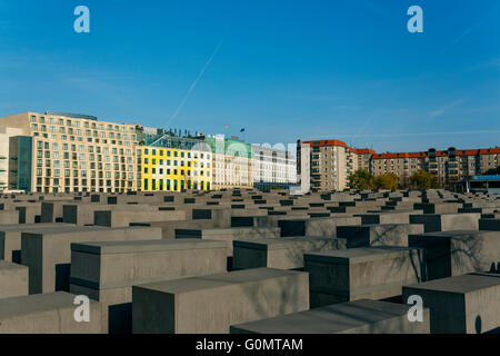 Beton Säulen des Holocaust Denkmal, Denkmal, Architekt Peter Eisenman, Tiergarten, Mitte Bezirk, Berlin, Deutschland Stockfoto