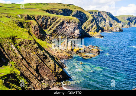 Schichten in Klippen westlich von St. Abbs Head Schottland gefaltet Stockfoto