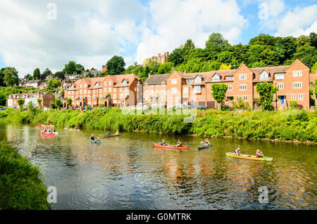 Kanuten auf den Fluss Severn bei Bridgnorth, Shropshire, England Stockfoto