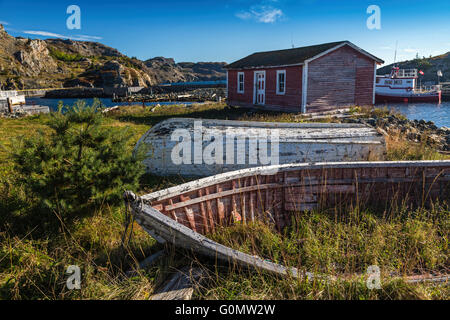 Alten Holzboote in der Stadt von Brigus, Neufundland, Kanada. Stockfoto