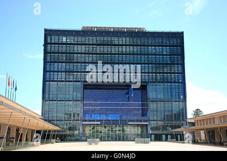 Hauptfassade, neue Hotel de Ville, Rathaus, Architekt Jean Nouvel, Montpellier, Frankreich Stockfoto