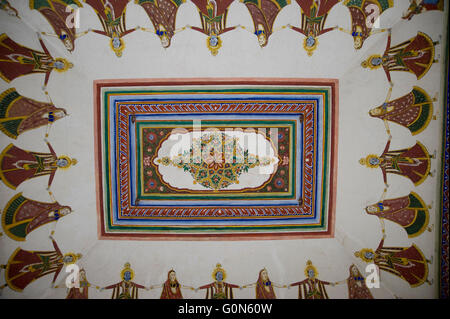 Das Bild der Decke des Podar Havelli in Shekhwati, Rajasthan, Indien Stockfoto