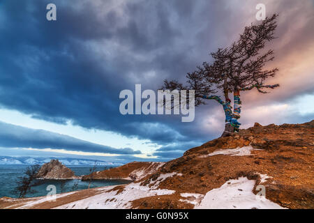 Winter-Baikal Seenlandschaft auf Olchon Stockfoto