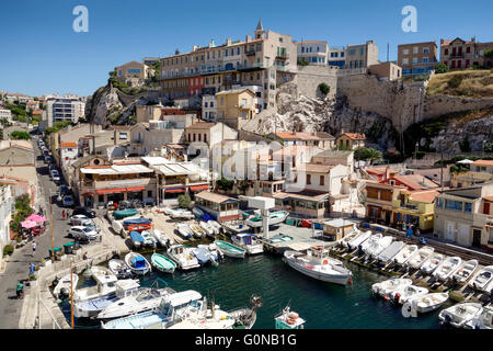 Blick über Auffes Tal (Vallon des Auffes), Marseille, Bouches du Rhone, Provence Alpes Cote d ' Azur, Frankreich Stockfoto