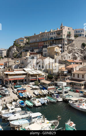 Blick über Auffes Tal (Vallon des Auffes), Marseille, Bouches du Rhone, Provence Alpes Cote d ' Azur, Frankreich Stockfoto