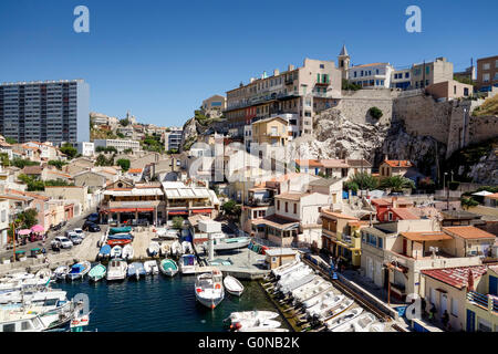 Blick über Auffes Tal (Vallon des Auffes), Marseille, Bouches du Rhone, Provence Alpes Cote d ' Azur, Frankreich Stockfoto