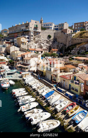 Blick über Auffes Tal (Vallon des Auffes), Marseille, Bouches du Rhone, Provence Alpes Cote d ' Azur, Frankreich Stockfoto