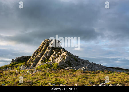 Ein Felsvorsprung auf der Stiperstones, ein Hochland Naturschutzgebiet in Shropshire, England Stockfoto