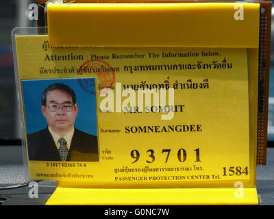 Thailand - Bangkok. Hack-Lizenz der Taxifahrer in Bangkok. Stockfoto