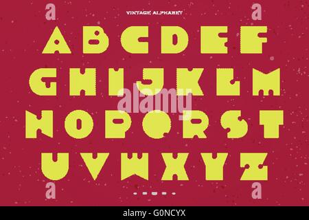 Satz von Lochmuster Stil, Alphabet Buchstaben auf rotem Papier Textur isoliert. Vektor-Vintage, fette Schriftart. Retro-Charakter Stock Vektor