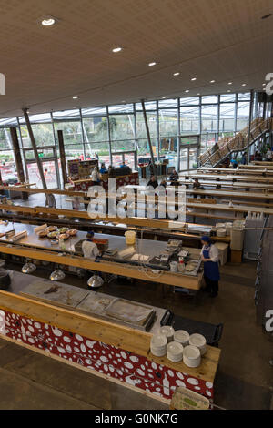 Gelegen zwischen den Kuppeln des Eden Project in Cornwall, Speisen Sie im Restaurantbereich offene Stockfoto