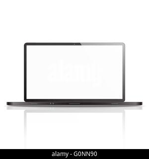 Vektor nicht Marken-Laptops mit leeren Bildschirm für Textfreiraum. Gemahlener Reflexion. Schwarze Version. Stock Vektor